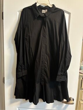 ASOS Black Long-Sleeve Button-Down Shirt Dress
